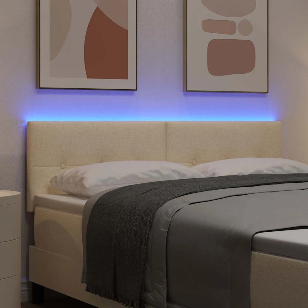 LED galvūgalis su LED juostelėmis Kreminė 160 cm audinys