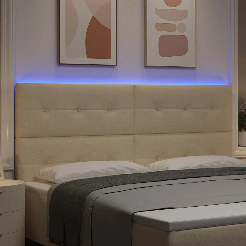 LED galvūgalis su LED juostelėmis Kreminė 200 cm audinys