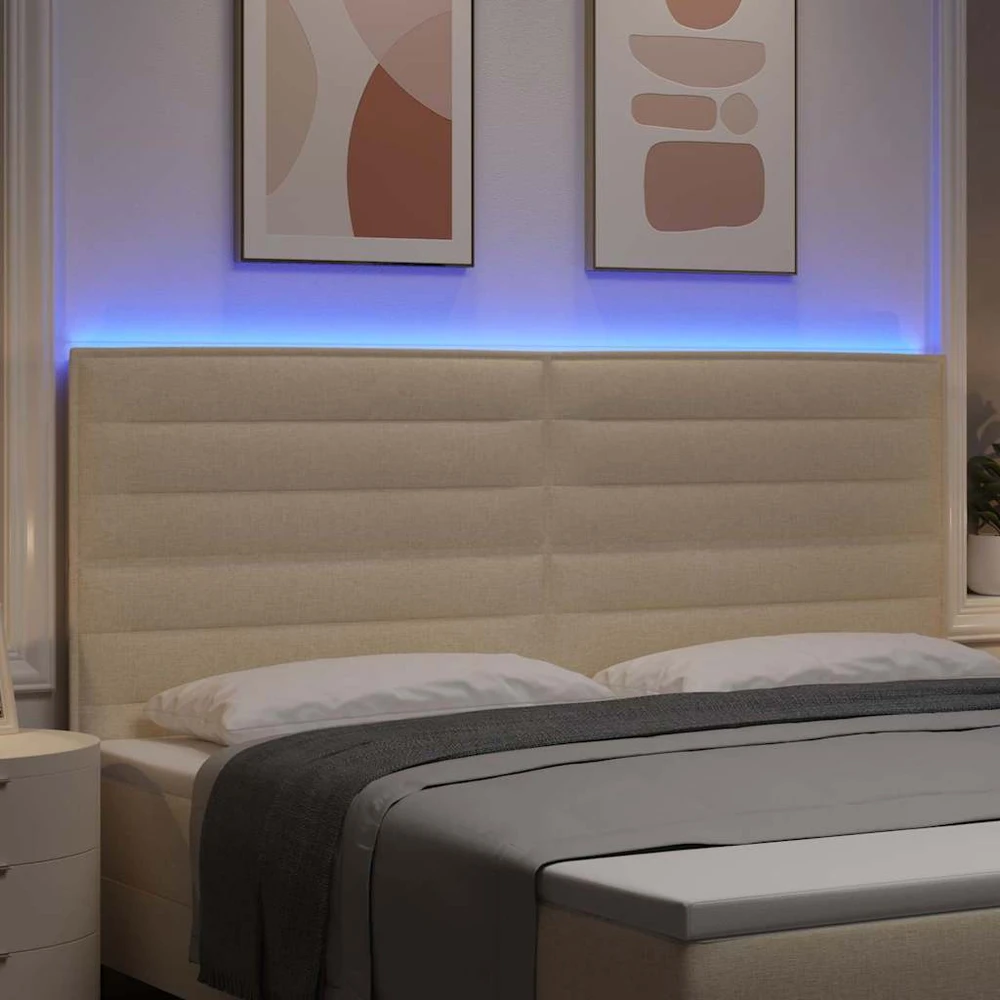 LED galvūgalis su LED juostelėmis Kreminė 200 cm audinys