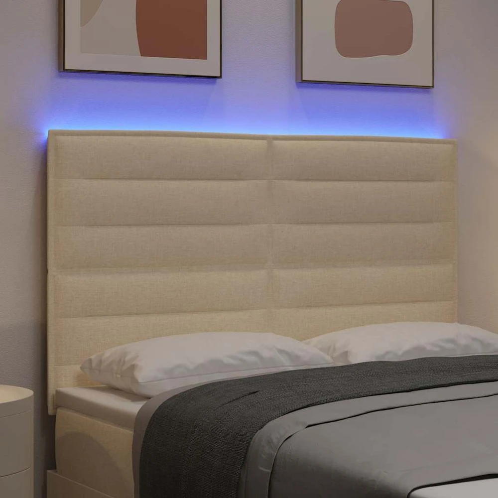LED galvūgalis su LED juostelėmis Kreminė 144 cm audinys