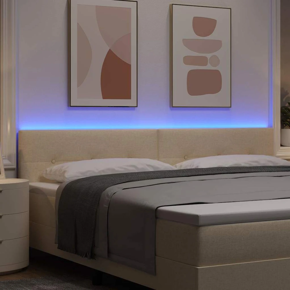 LED galvūgalis su LED juostelėmis Kreminė 200 cm audinys