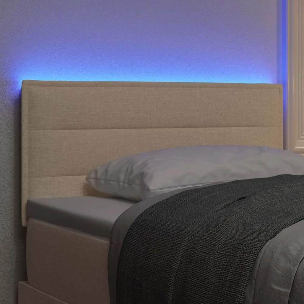 LED galvūgalis su LED juostelėmis Kreminė 80 cm audinys
