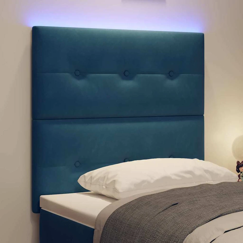 LED galvūgalis su LED juostelėmis Mėlyna 80 cm Aksomas