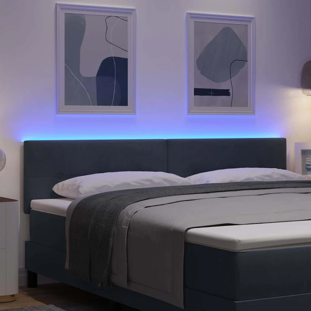 LED galvūgalis su LED juostelėmis Pilka 180 cm Aksomas