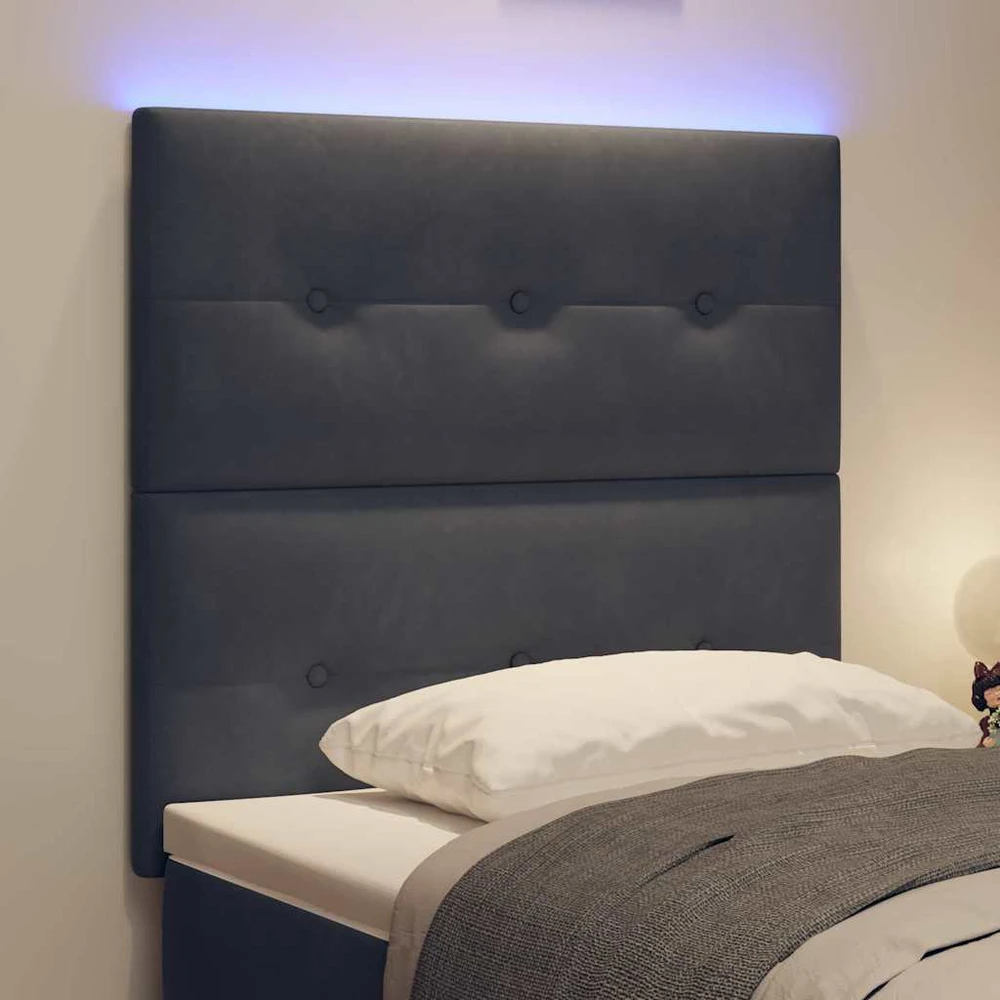 LED galvūgalis su LED juostelėmis Pilka 100 cm Aksomas