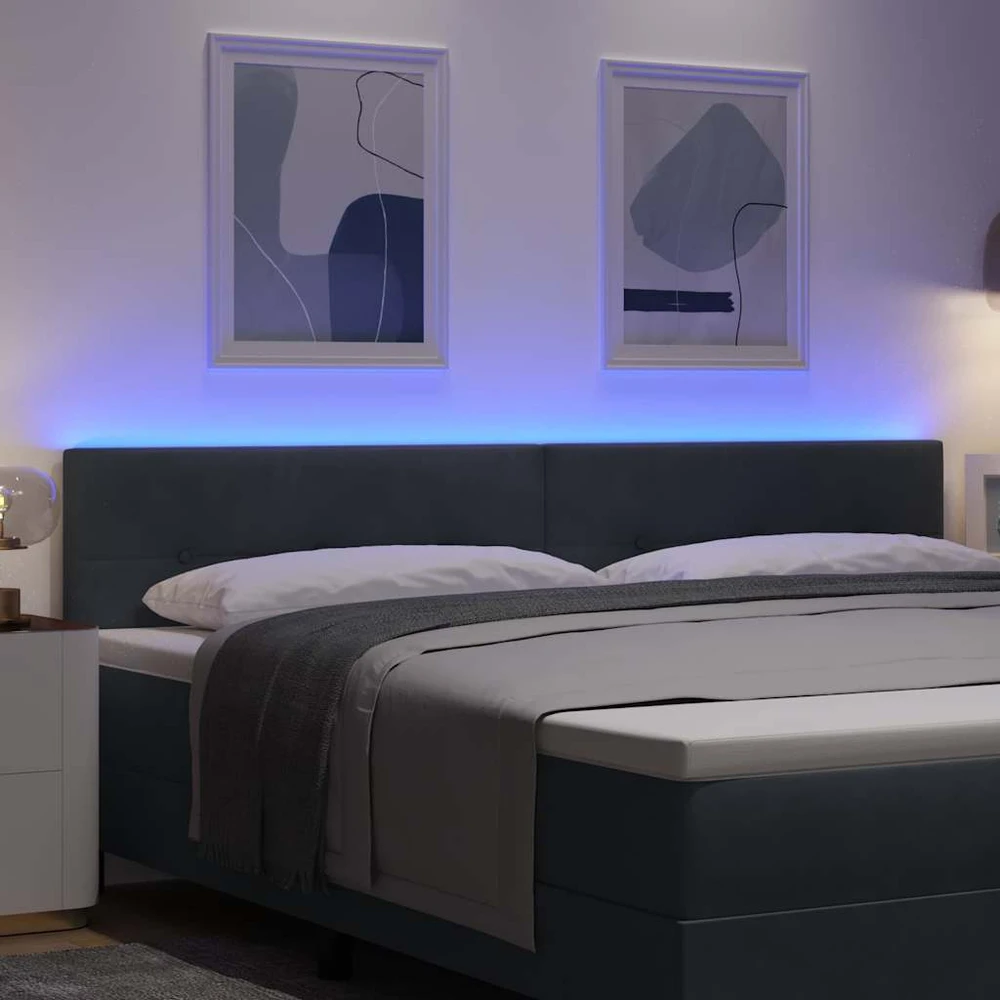 LED galvūgalis su LED juostelėmis Pilka 200 cm Aksomas