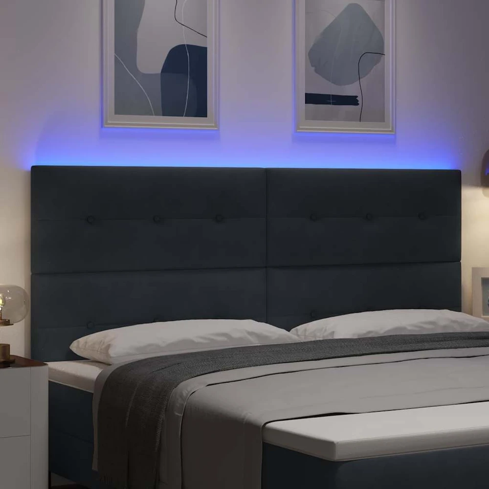 LED galvūgalis su LED juostelėmis Pilka 200 cm Aksomas