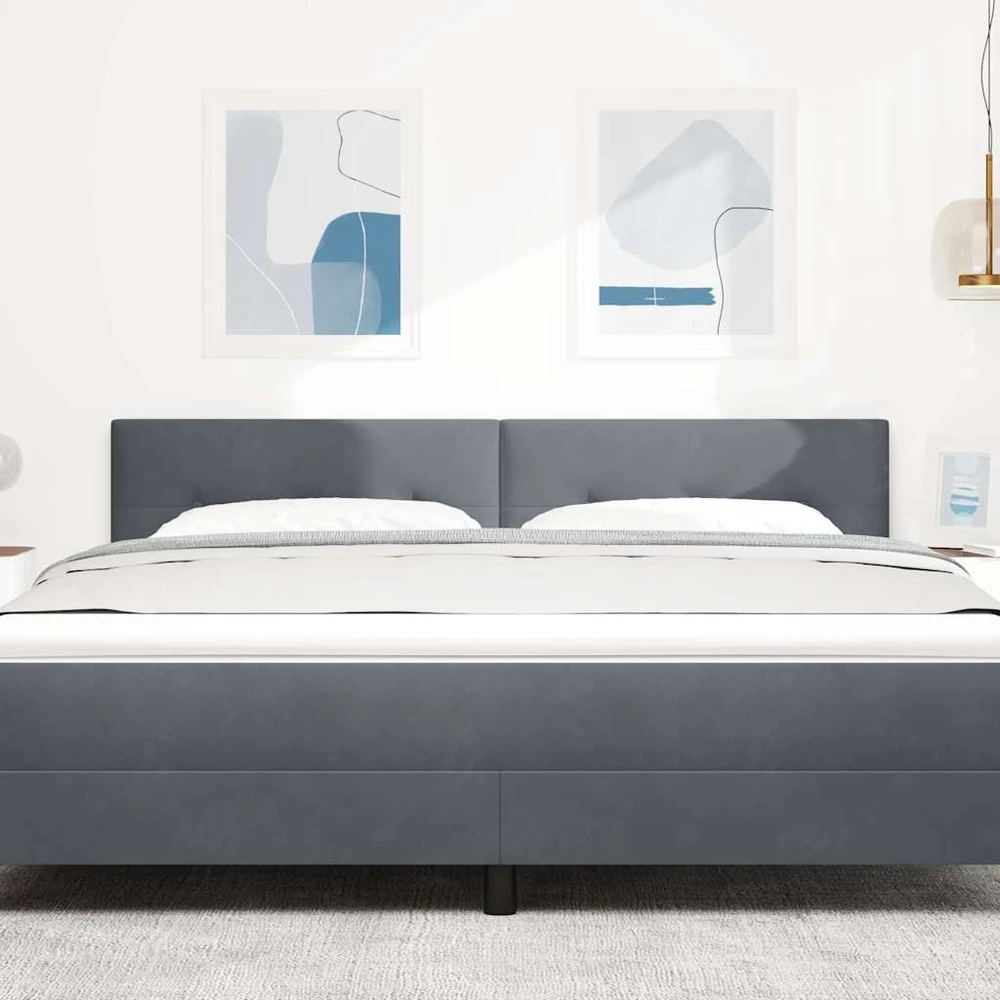 LED galvūgalis su LED juostelėmis Pilka 180 cm Aksomas