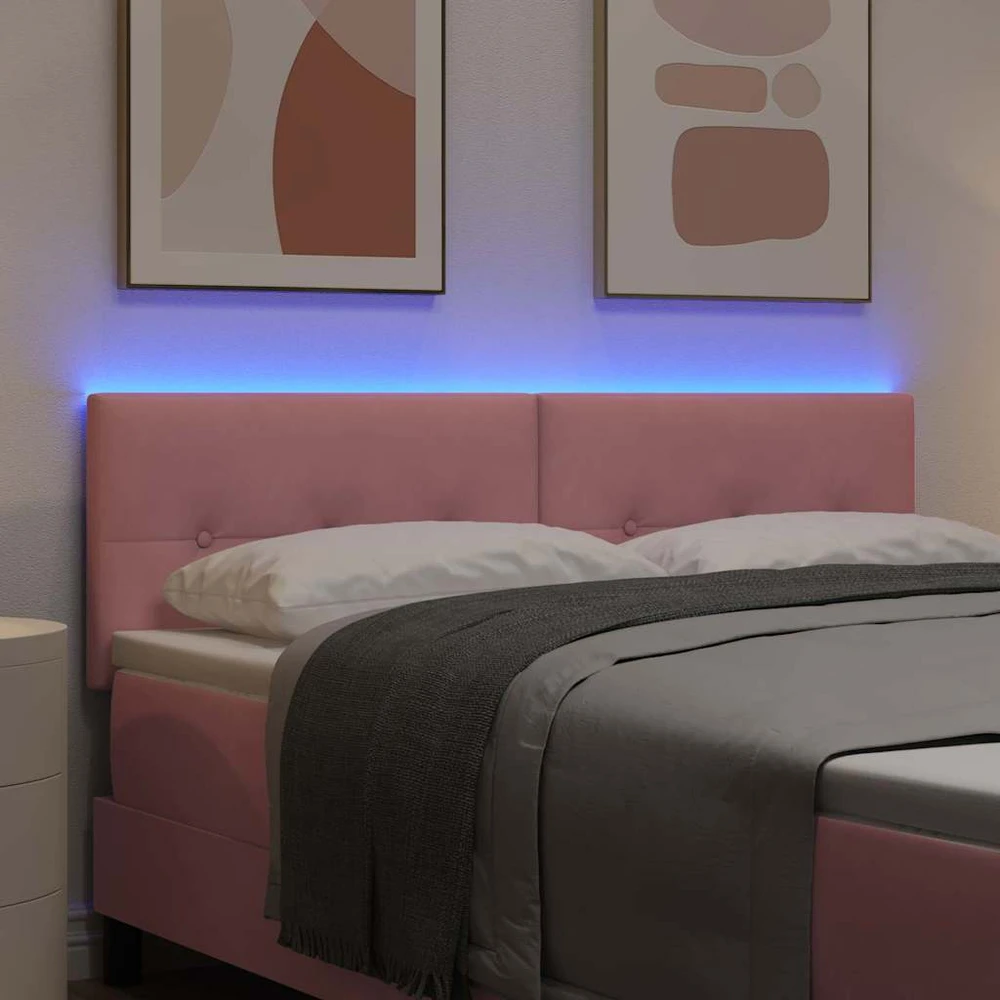 LED galvūgalis su LED juostelėmis Rožinė 144 cm Aksomas