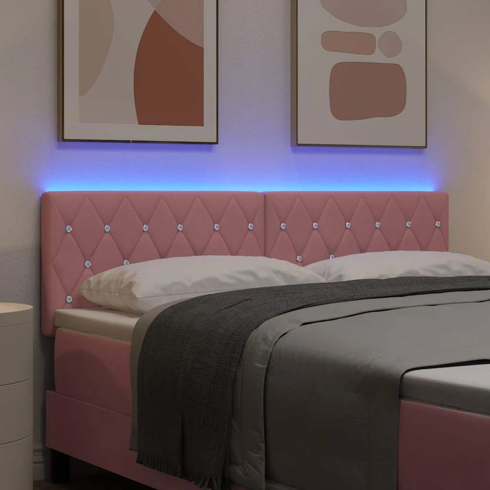 LED galvūgalis su LED juostelėmis Rožinė 160 cm Aksomas