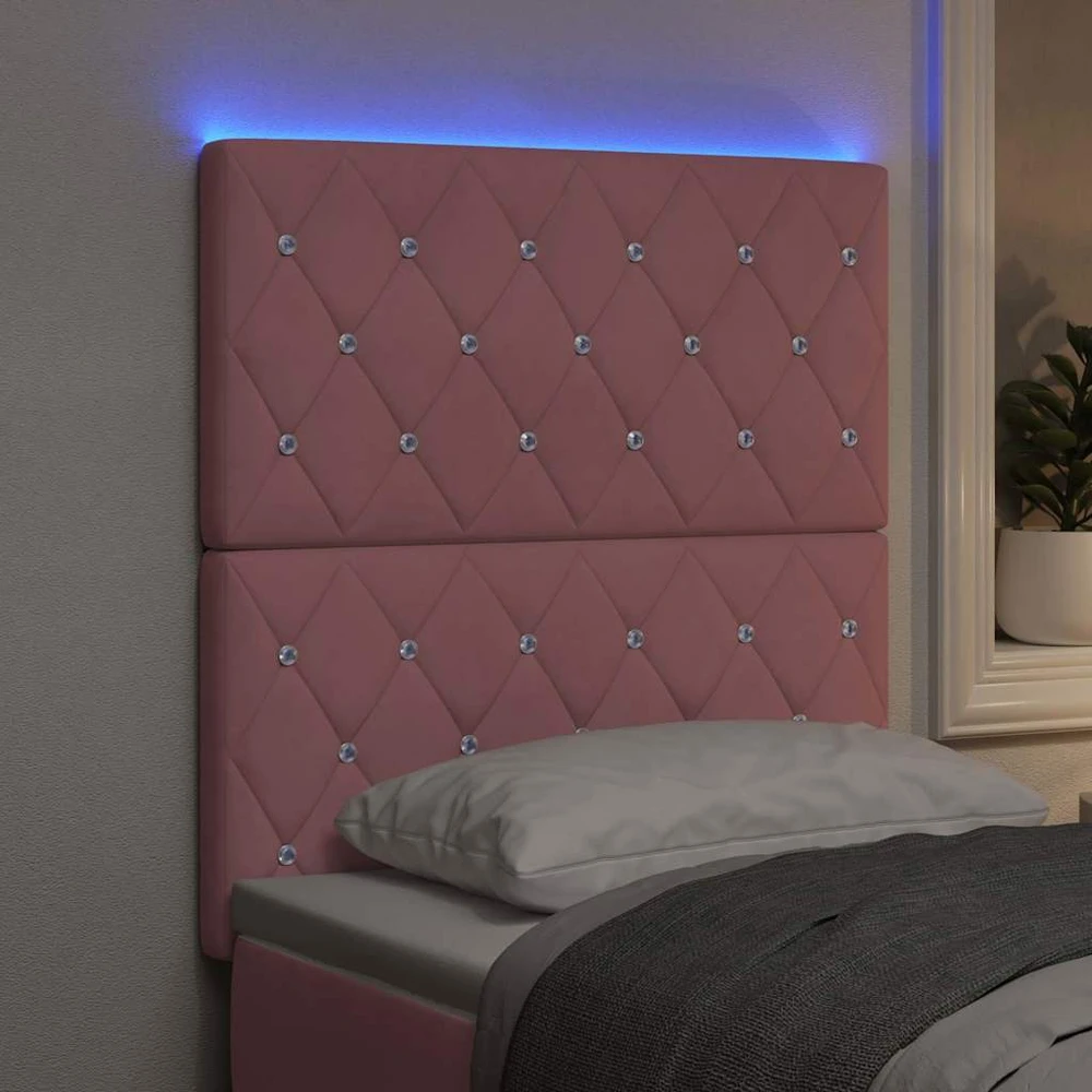 LED galvūgalis su LED juostelėmis Rožinė 80 cm Aksomas
