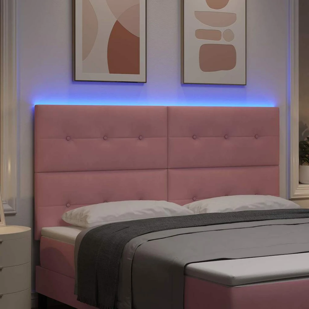 LED galvūgalis su LED juostelėmis Rožinė 180 cm Aksomas