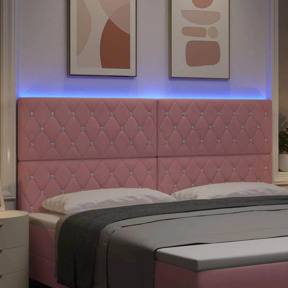 LED galvūgalis su LED juostelėmis Rožinė 200 cm Aksomas
