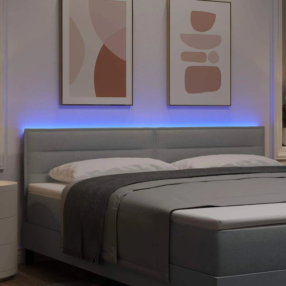 LED galvūgalis su LED juostelėmis Šviesiai pilka 180 cm audinys
