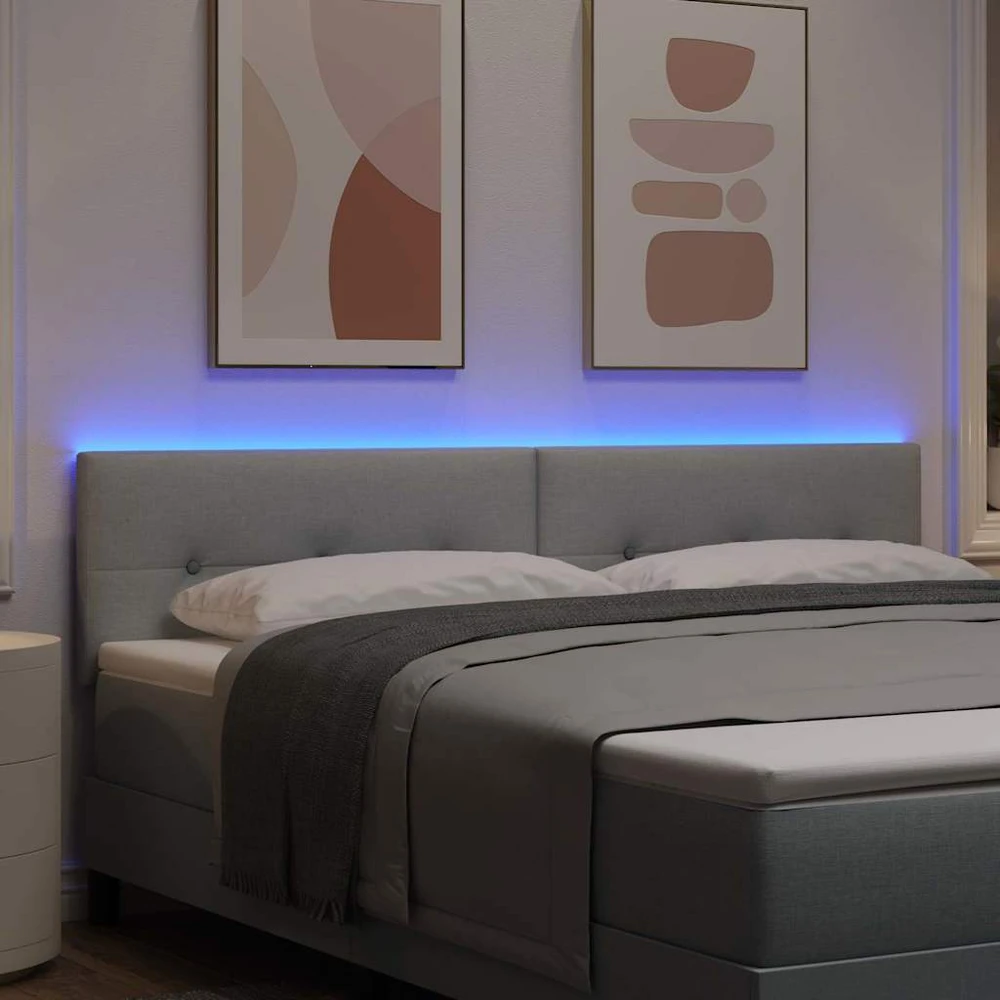 LED galvūgalis su LED juostelėmis Šviesiai pilka 180 cm audinys