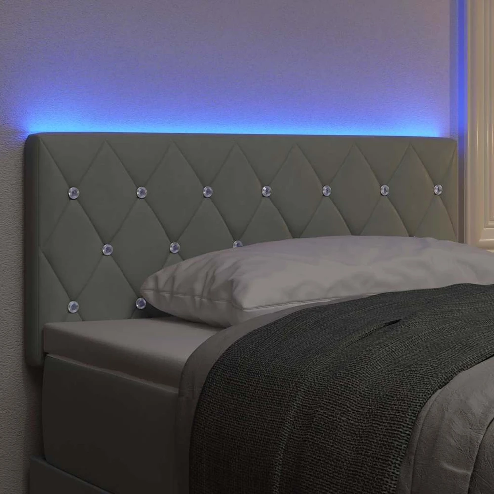 LED galvūgalis su LED juostelėmis Šviesiai pilka 90 cm Aksomas