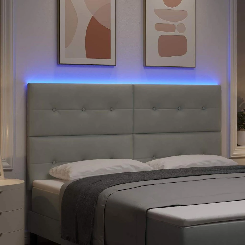 LED galvūgalis su LED juostelėmis Šviesiai pilka 180 cm Aksomas
