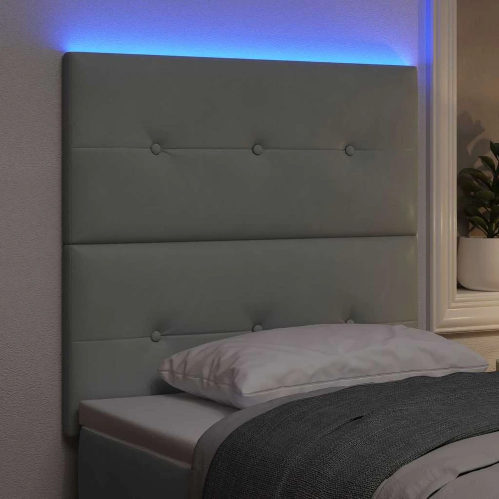 LED galvūgalis su LED juostelėmis Šviesiai pilka 100 cm Aksomas