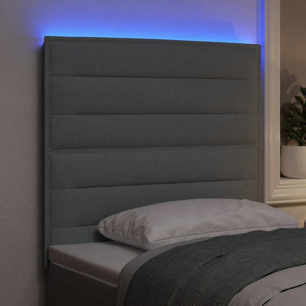 LED galvūgalis su LED juostelėmis Šviesiai pilka 80 cm audinys