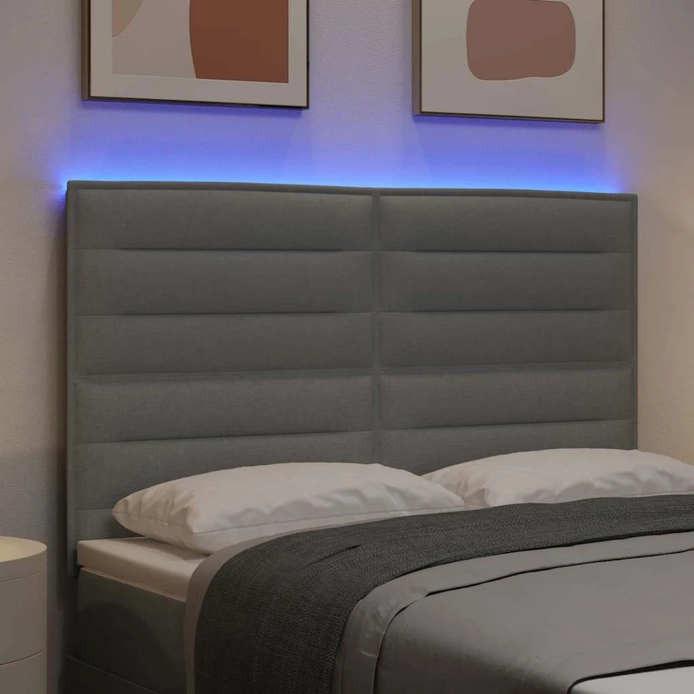 LED galvūgalis su LED juostelėmis Šviesiai pilka 144 cm audinys