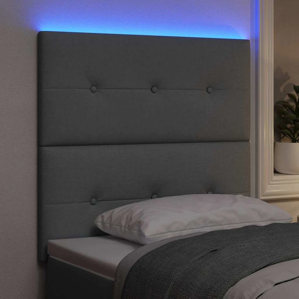 LED galvūgalis su LED juostelėmis Šviesiai pilka 100 cm audinys