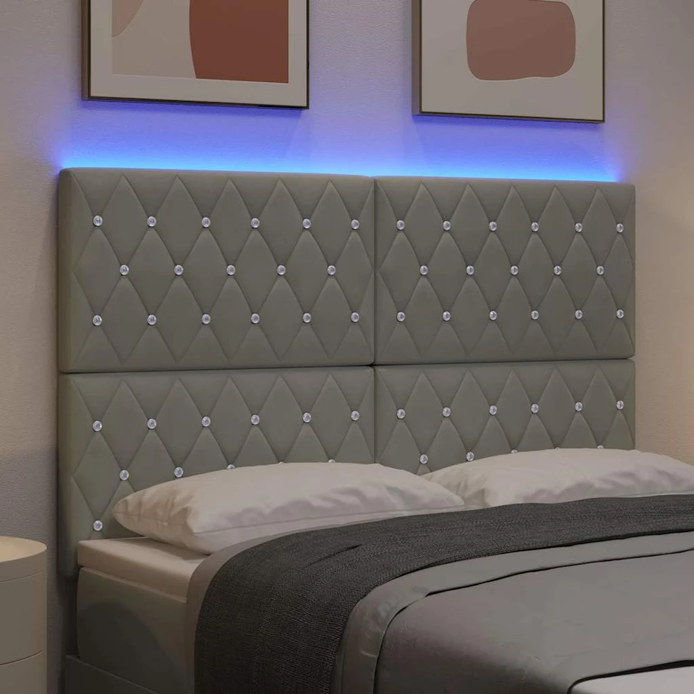 LED galvūgalis su LED juostelėmis Šviesiai pilka 144 cm Aksomas