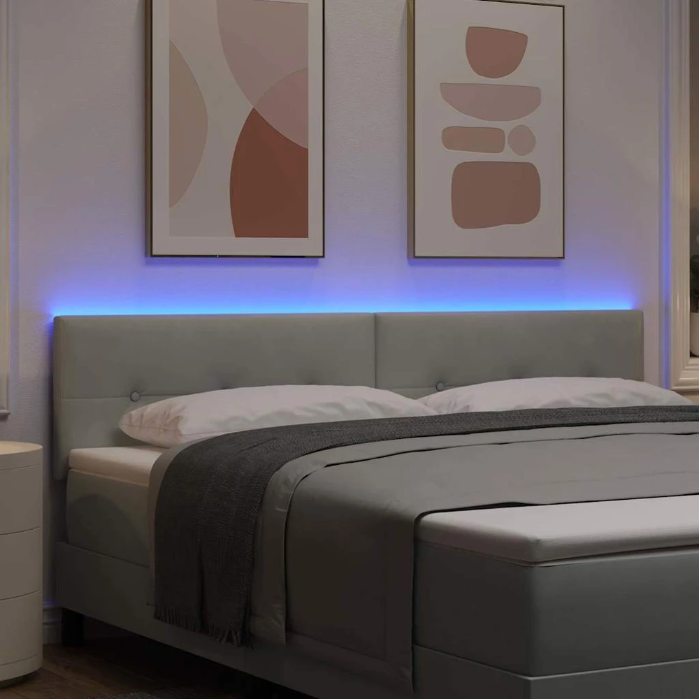 LED galvūgalis su LED juostelėmis Šviesiai pilka 180 cm Aksomas