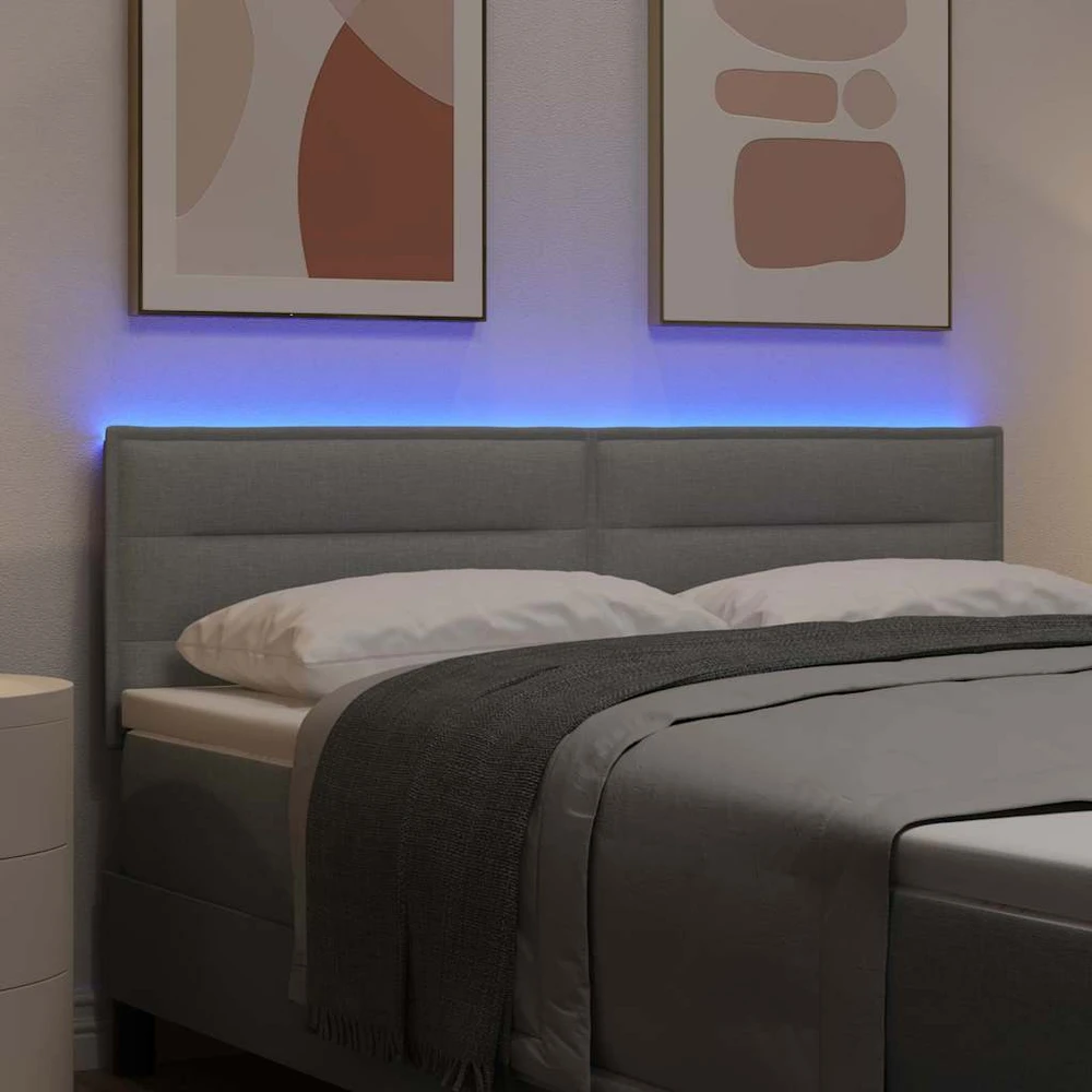 LED galvūgalis su LED juostelėmis Šviesiai pilka 144 cm audinys