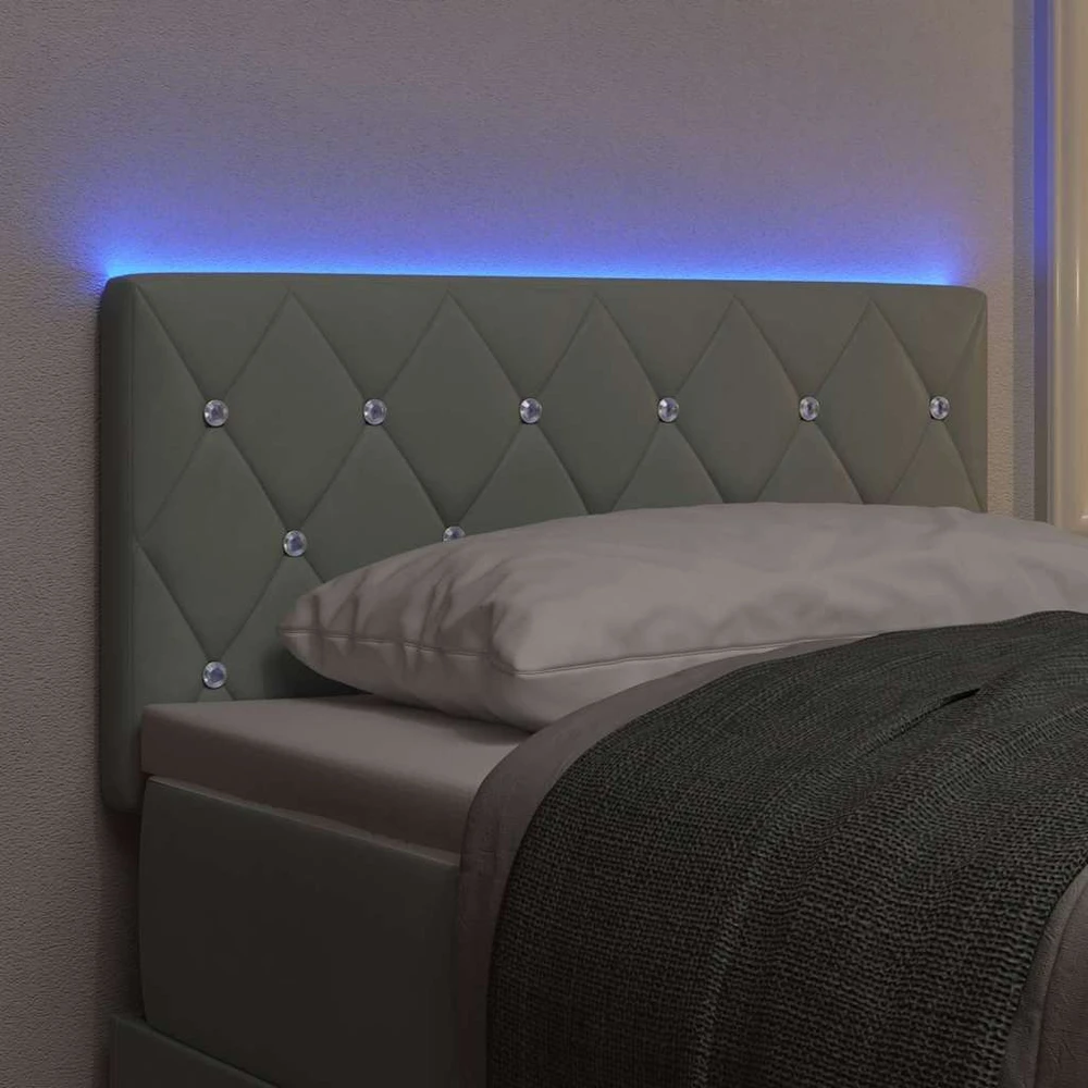 LED galvūgalis su LED juostelėmis Šviesiai pilka 80 cm Aksomas