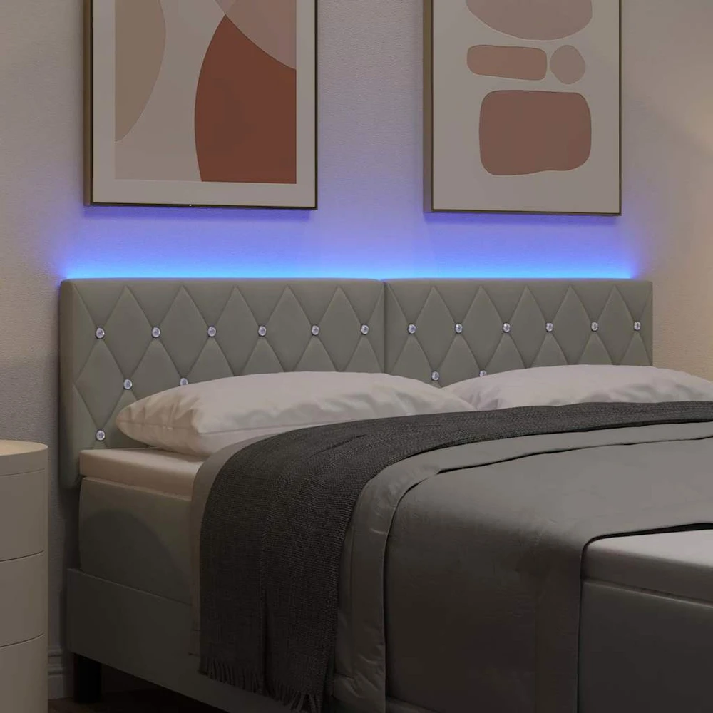 LED galvūgalis su LED juostelėmis Šviesiai pilka 160 cm Aksomas