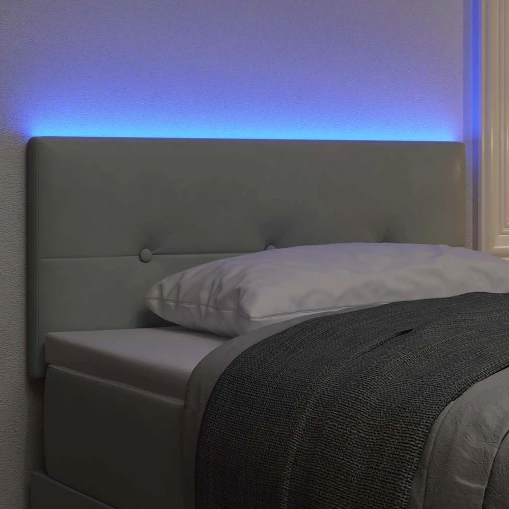 LED galvūgalis su LED juostelėmis Šviesiai pilka 80 cm Aksomas