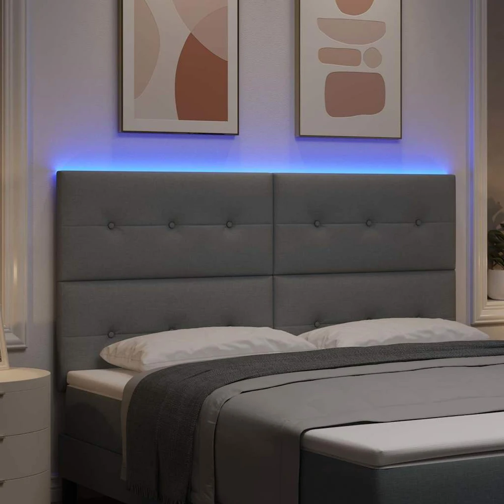 LED galvūgalis su LED juostelėmis Šviesiai pilka 180 cm audinys