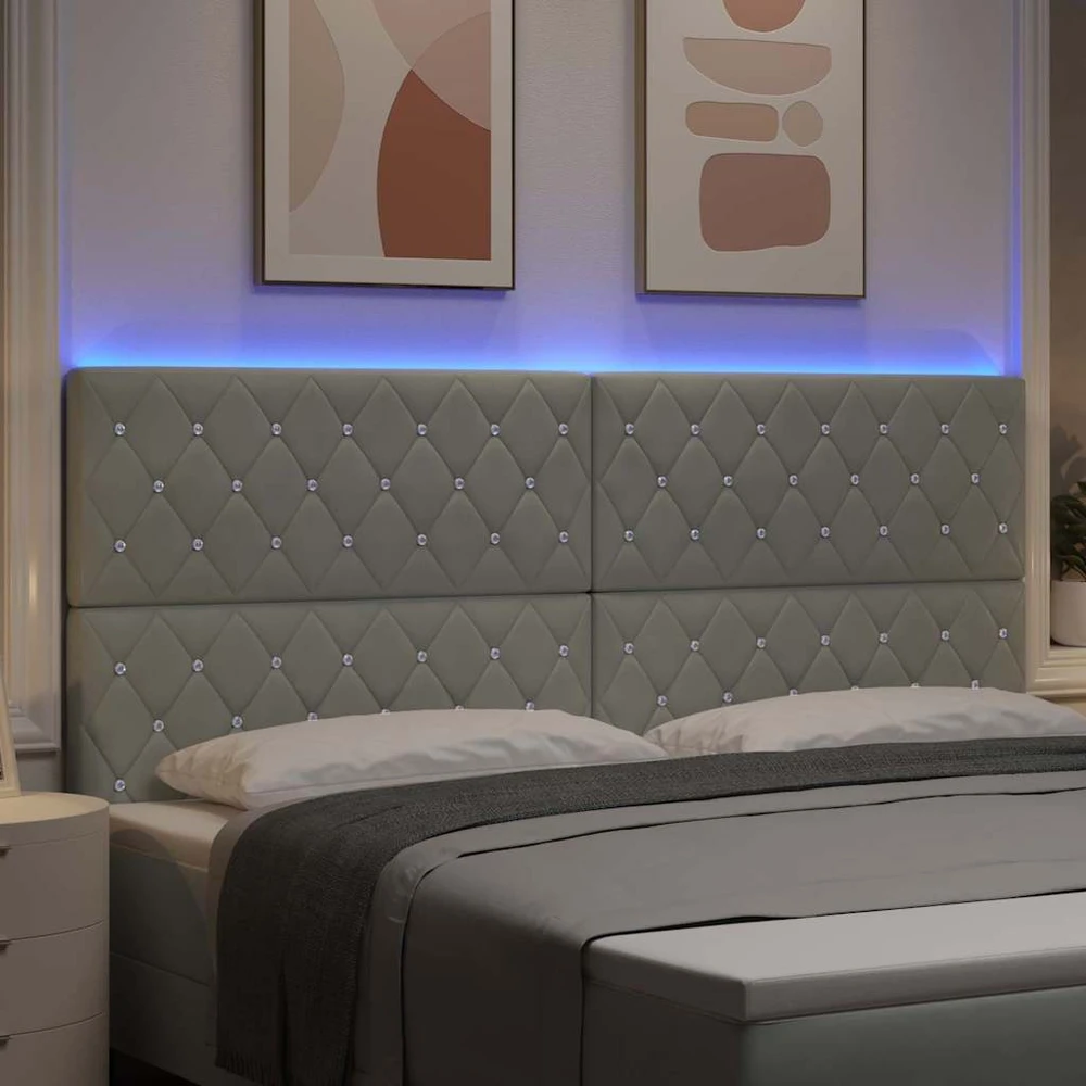 LED galvūgalis su LED juostelėmis Šviesiai pilka 200 cm Aksomas