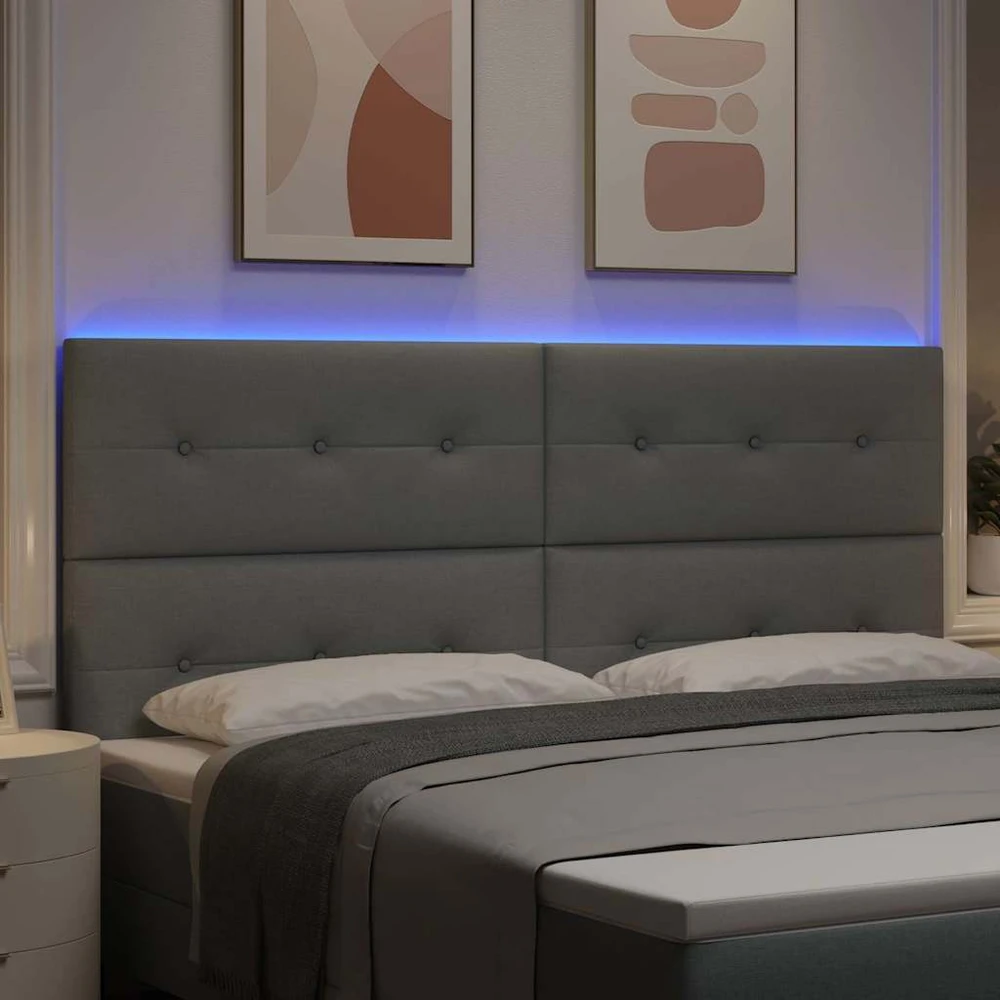 LED galvūgalis su LED juostelėmis Šviesiai pilka 200 cm audinys