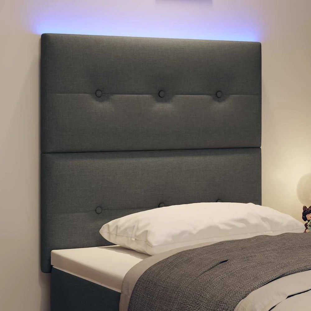 LED galvūgalis su LED juostelėmis Tamsiai pilka 100 cm audinys