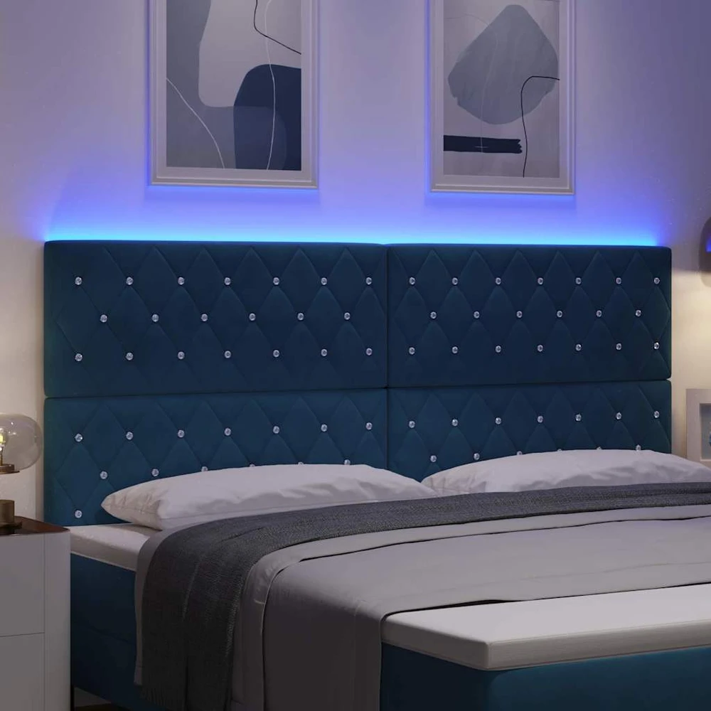 LED galvūgalis su LED juostelėmis Tamsiai mėlyna 200 cm Aksomas