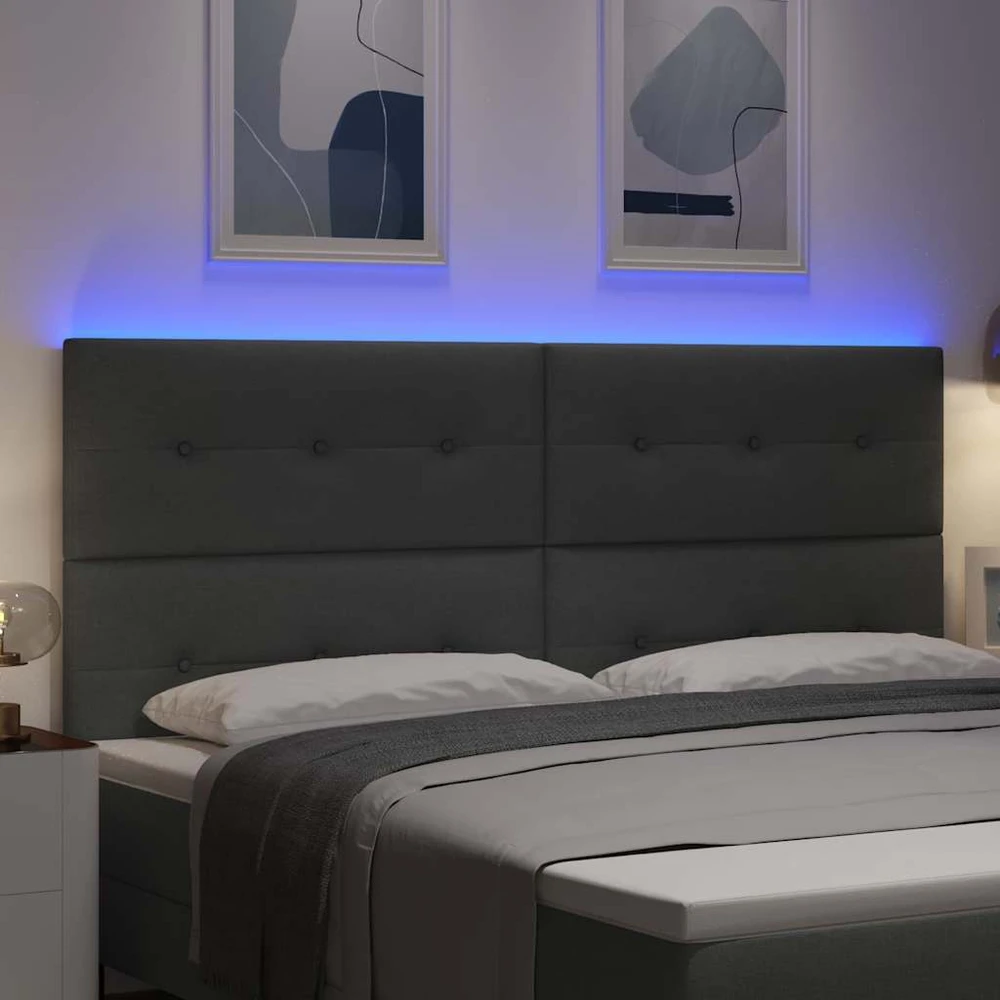 LED galvūgalis su LED juostelėmis Tamsiai pilka 200 cm audinys