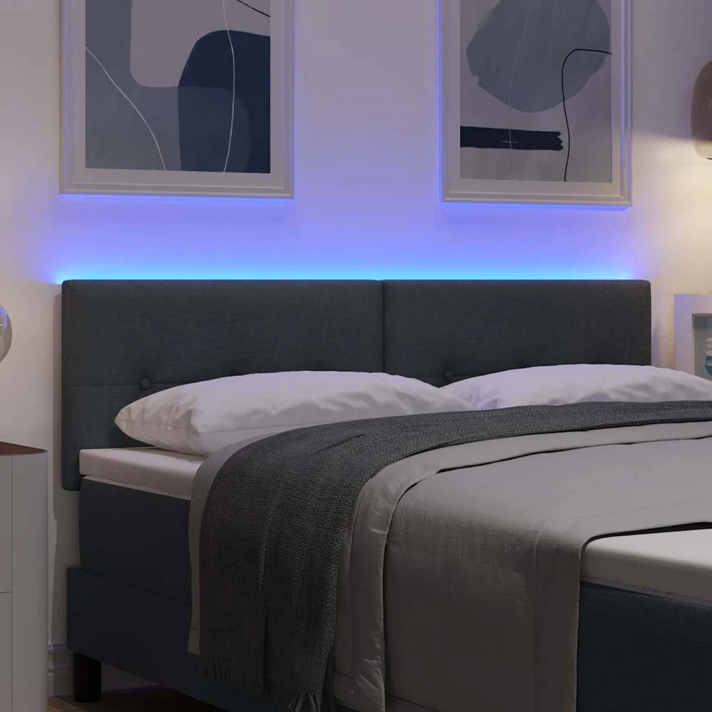 LED galvūgalis su LED juostelėmis Tamsiai pilka 160 cm audinys