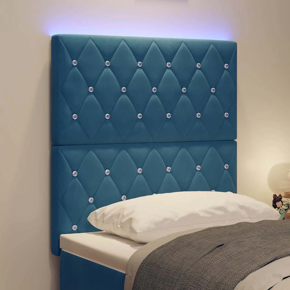 LED galvūgalis su LED juostelėmis Tamsiai mėlyna 80 cm Aksomas