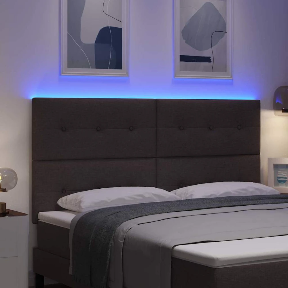 LED galvūgalis su LED juostelėmis Tamsiai rudas 180 cm audinys