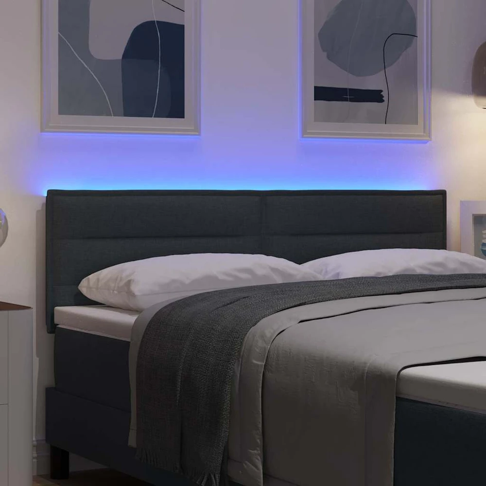 LED galvūgalis su LED juostelėmis Tamsiai pilka 160 cm audinys