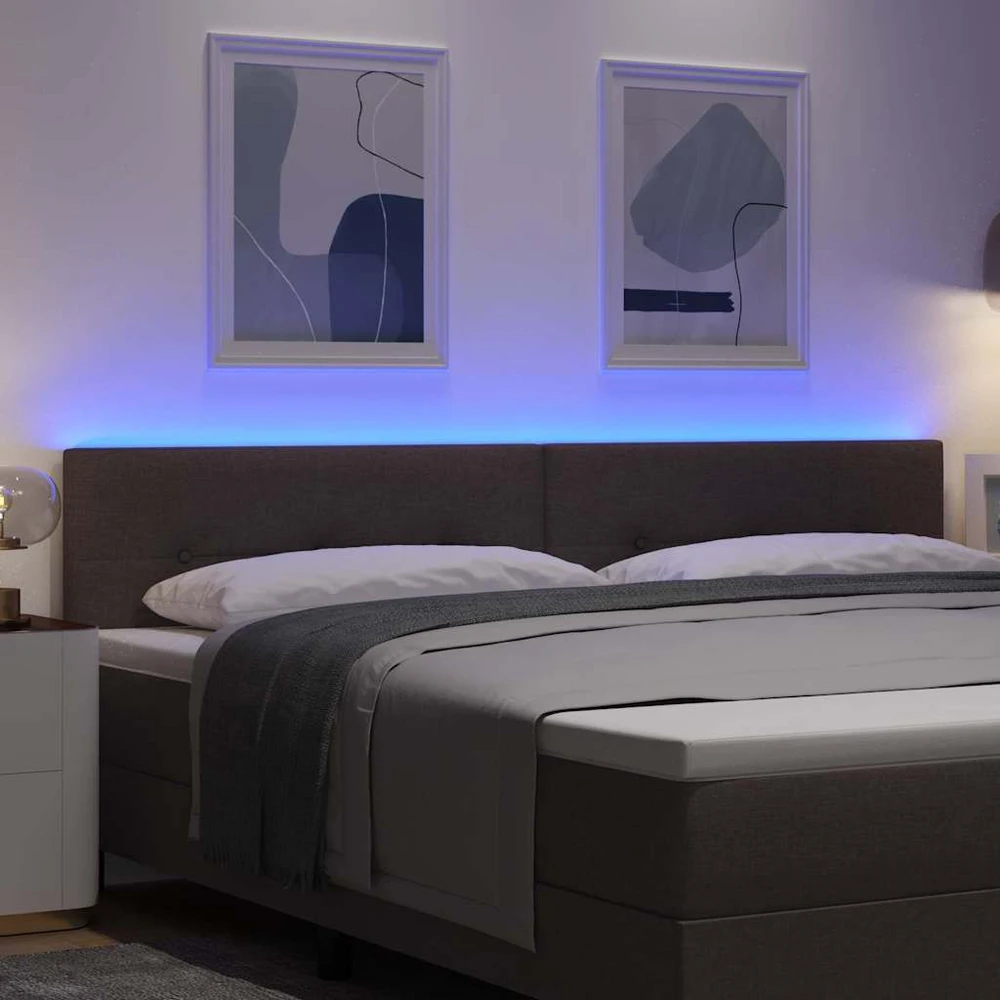 LED galvūgalis su LED juostelėmis Tamsiai rudas 200 cm audinys