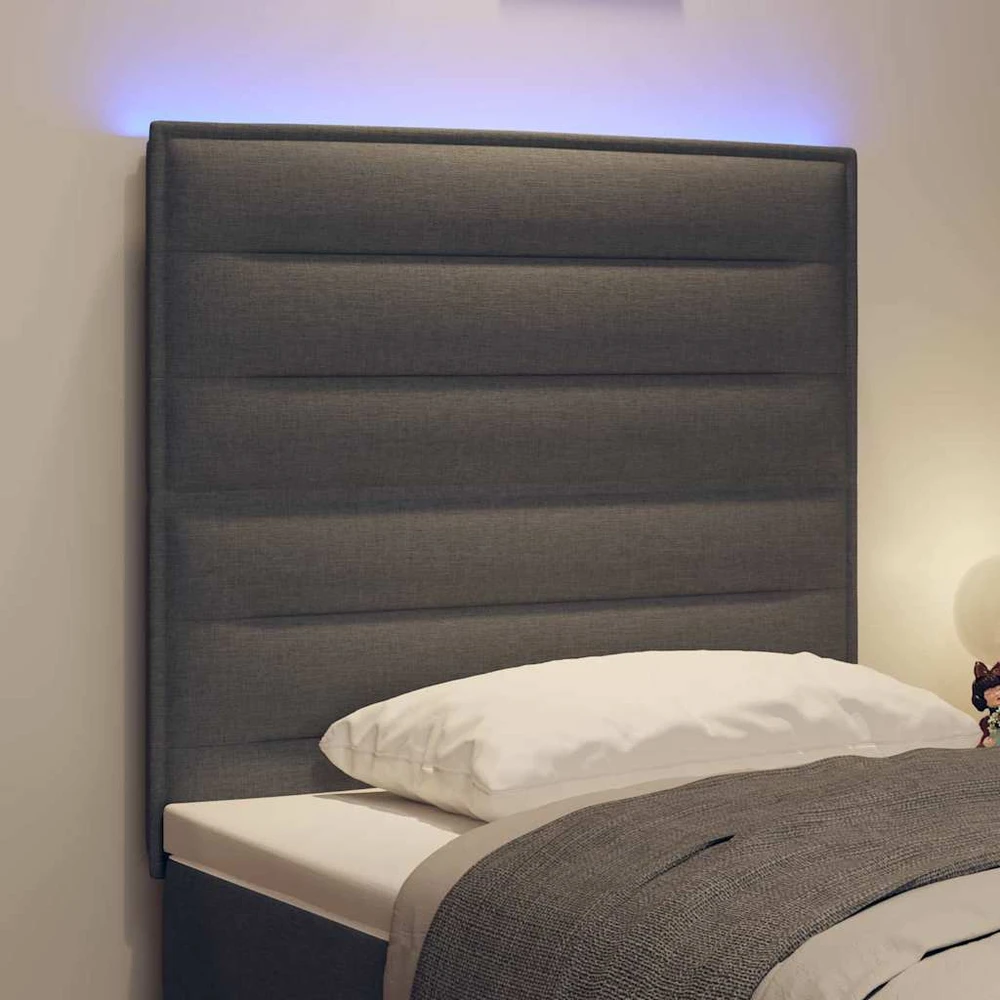 LED galvūgalis su LED juostelėmis Tamsiai pilka 80 cm audinys