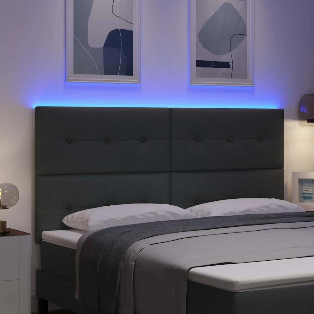 LED galvūgalis su LED juostelėmis Tamsiai pilka 180 cm audinys