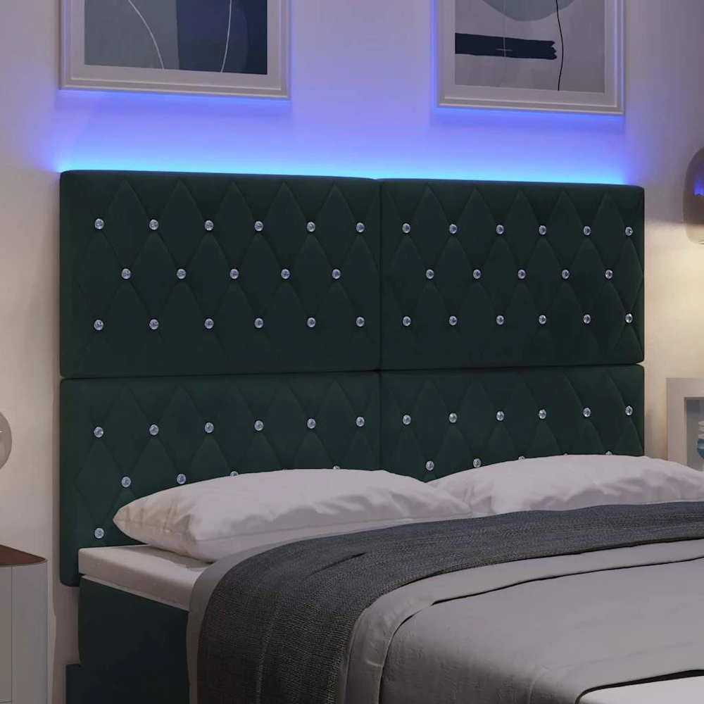 LED galvūgalis su LED juostelėmis Tamsiai žalia 144 cm Aksomas