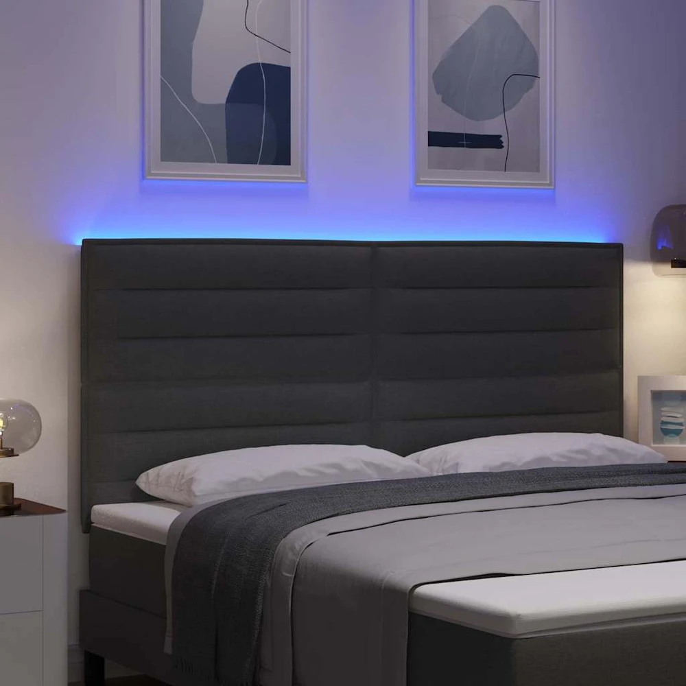 LED galvūgalis su LED juostelėmis Tamsiai pilka 180 cm audinys