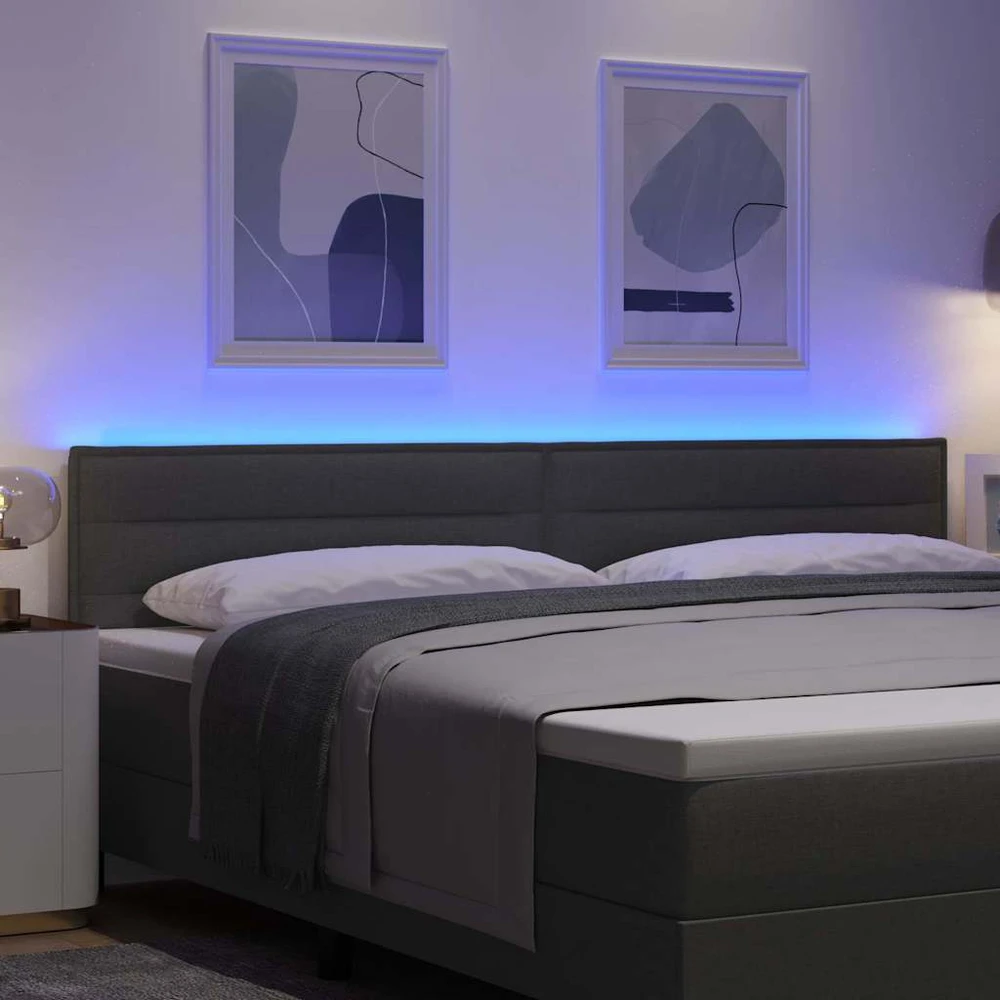 LED galvūgalis su LED juostelėmis Tamsiai pilka 200 cm audinys