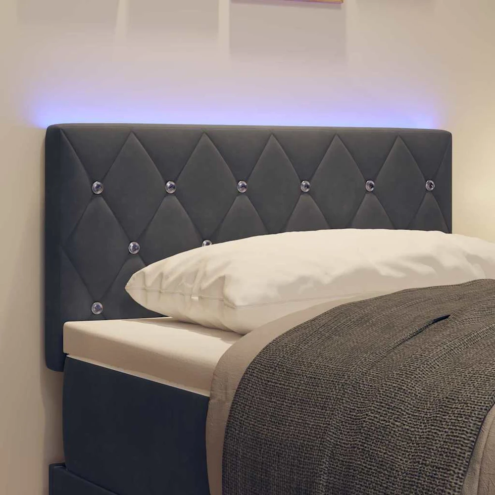 LED galvūgalis su LED juostelėmis Tamsiai pilka 80 cm Aksomas