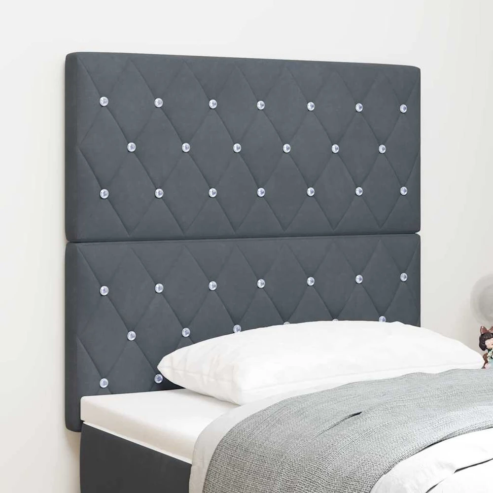 LED galvūgalis su LED juostelėmis Tamsiai pilka 100 cm Aksomas