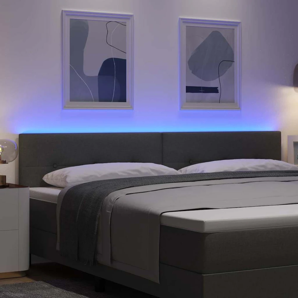 LED galvūgalis su LED juostelėmis Tamsiai pilka 200 cm audinys